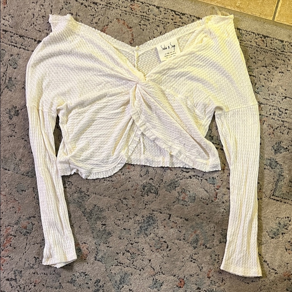 Sadie & Sage Cream Twist Front Crop Top